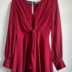 Long Sleeve Red Tie Romper